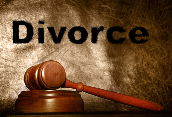 gavel in front of divorce sign
